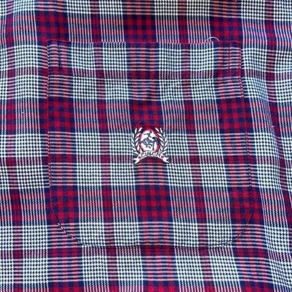 Cinch Mens Long Sleeve Plaid Button-Down Shirt Cotton Red/Blue Size Medium - Picture 8 of 10
